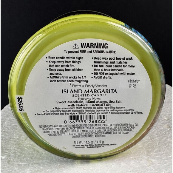 Bath & Body Works Island Margarita Candle 3-Wick Scented 14.5 oz NEW - Picture 3 of 5